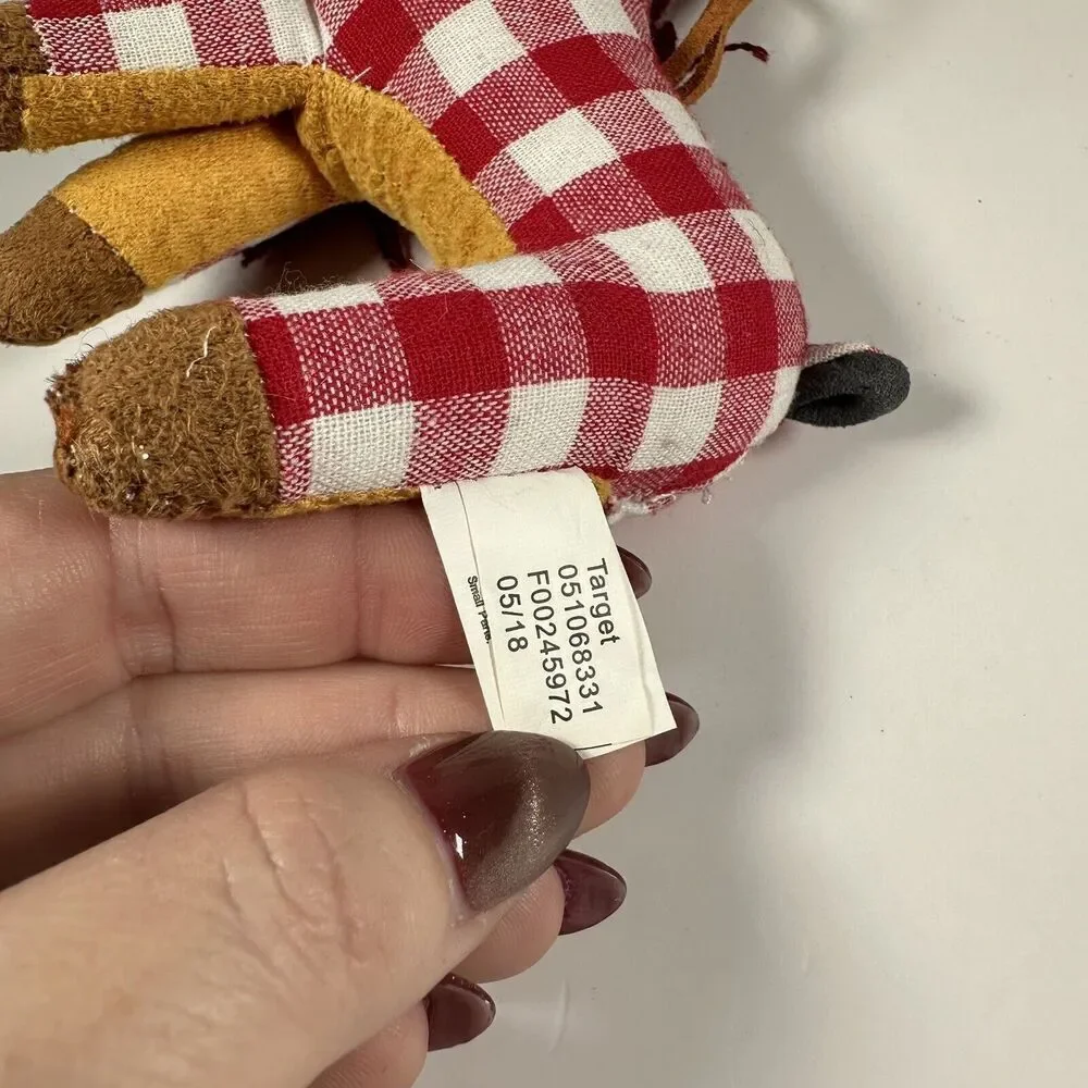 Target Wondershop Plaid Reindeer Deer Christmas Ornament‎ Scarf Red White 2018